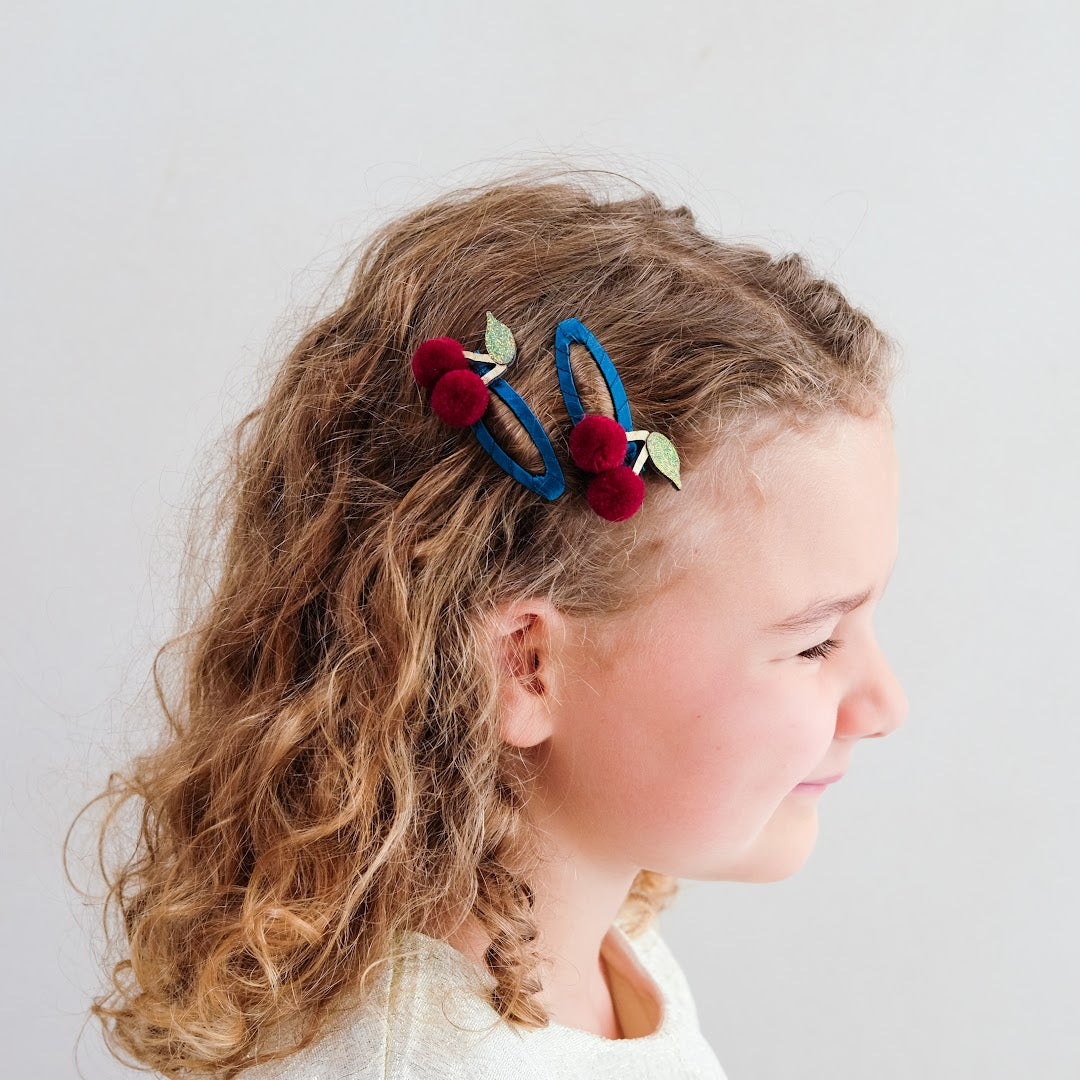 mimi & lula haarclipjes pom pom cherries - 2st