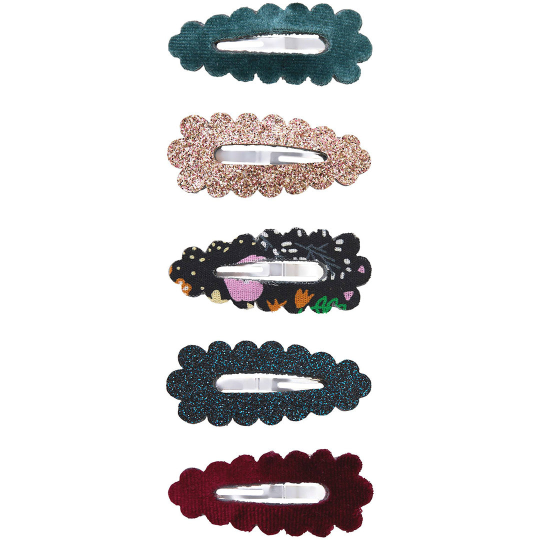 mimi & lula haarclipjes mini scalloped - blackberry - 5st