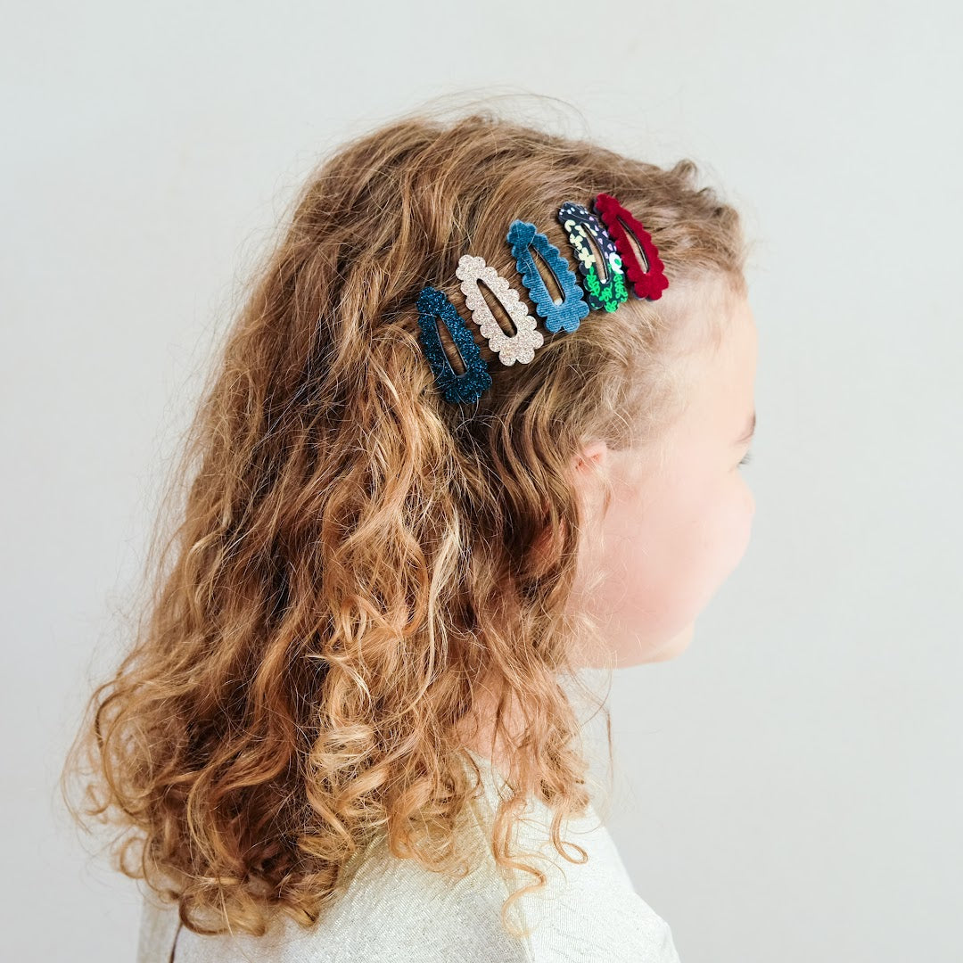 mimi & lula haarclipjes mini scalloped - blackberry - 5st