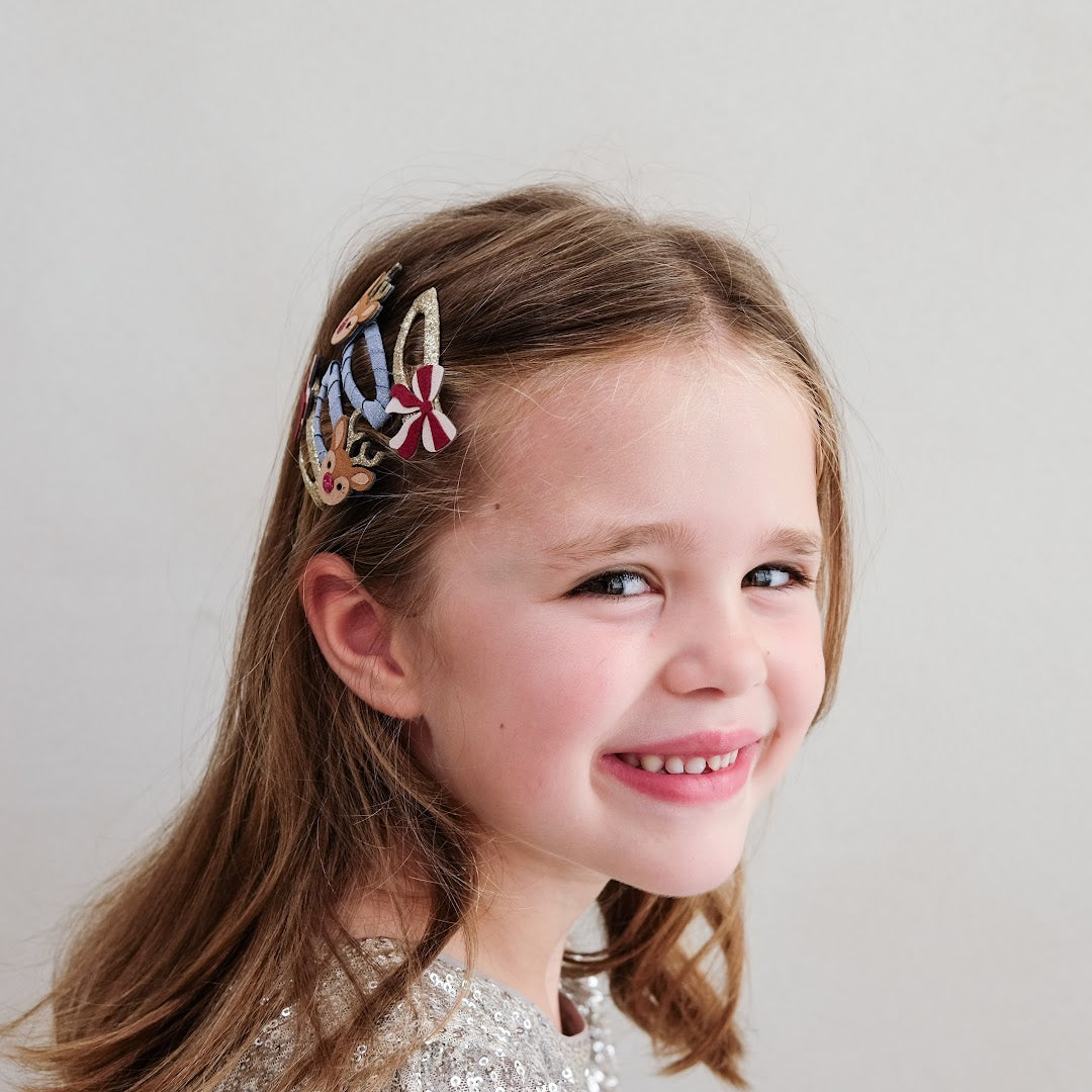 mimi & lula haarclipjes rudolph and bow - 4st