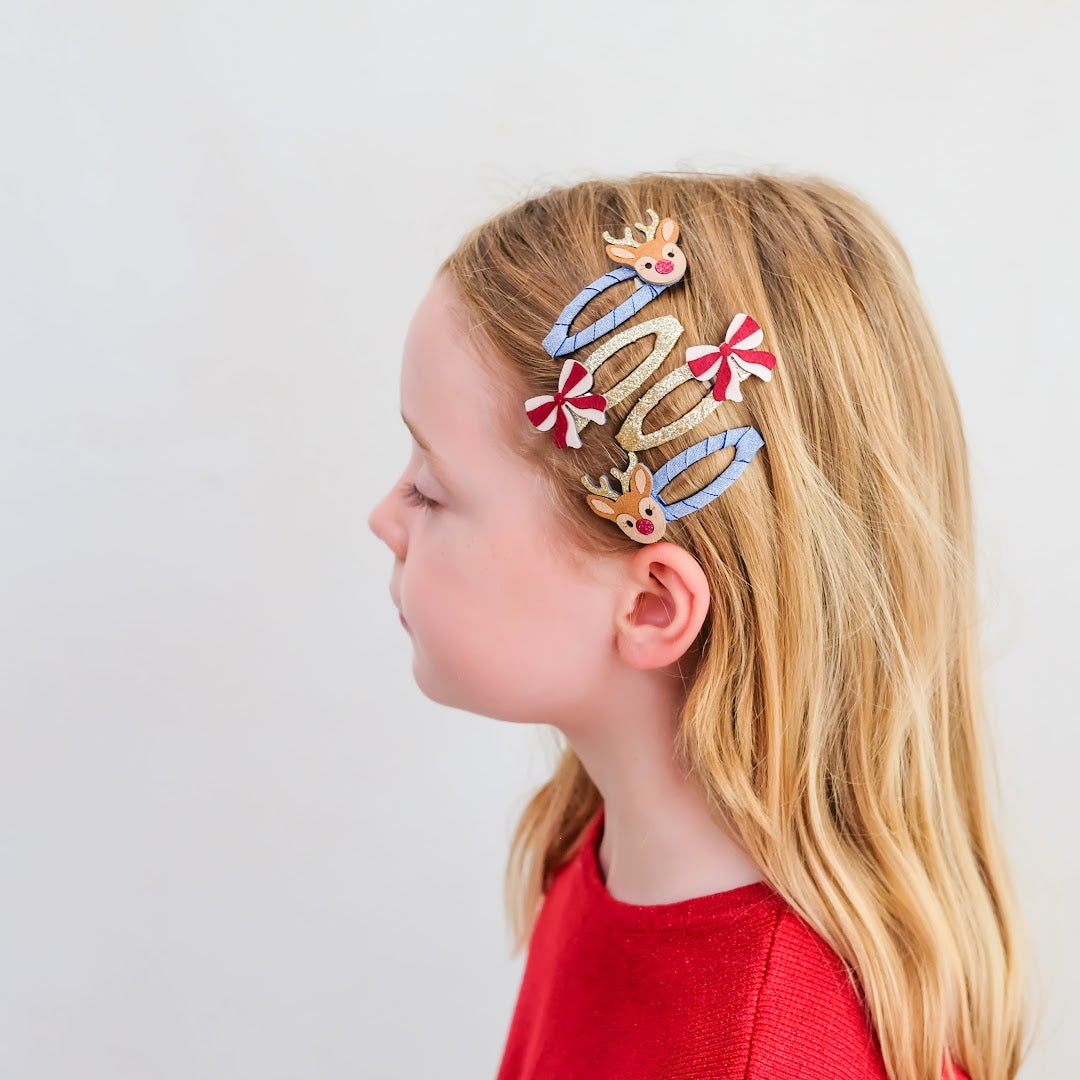mimi & lula haarclipjes rudolph and bow - 4st