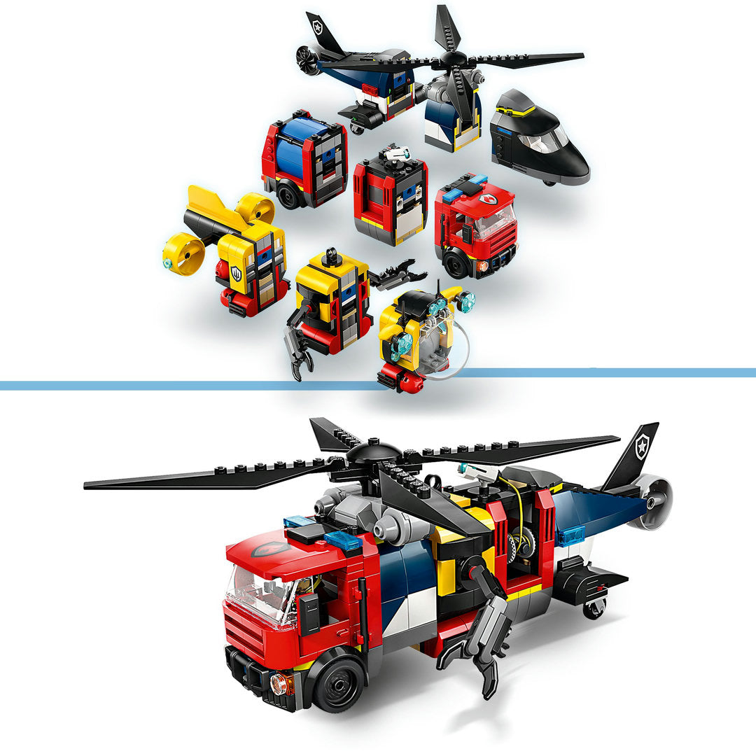 LEGO city helikopter brandweerauto en onderzeeër remix