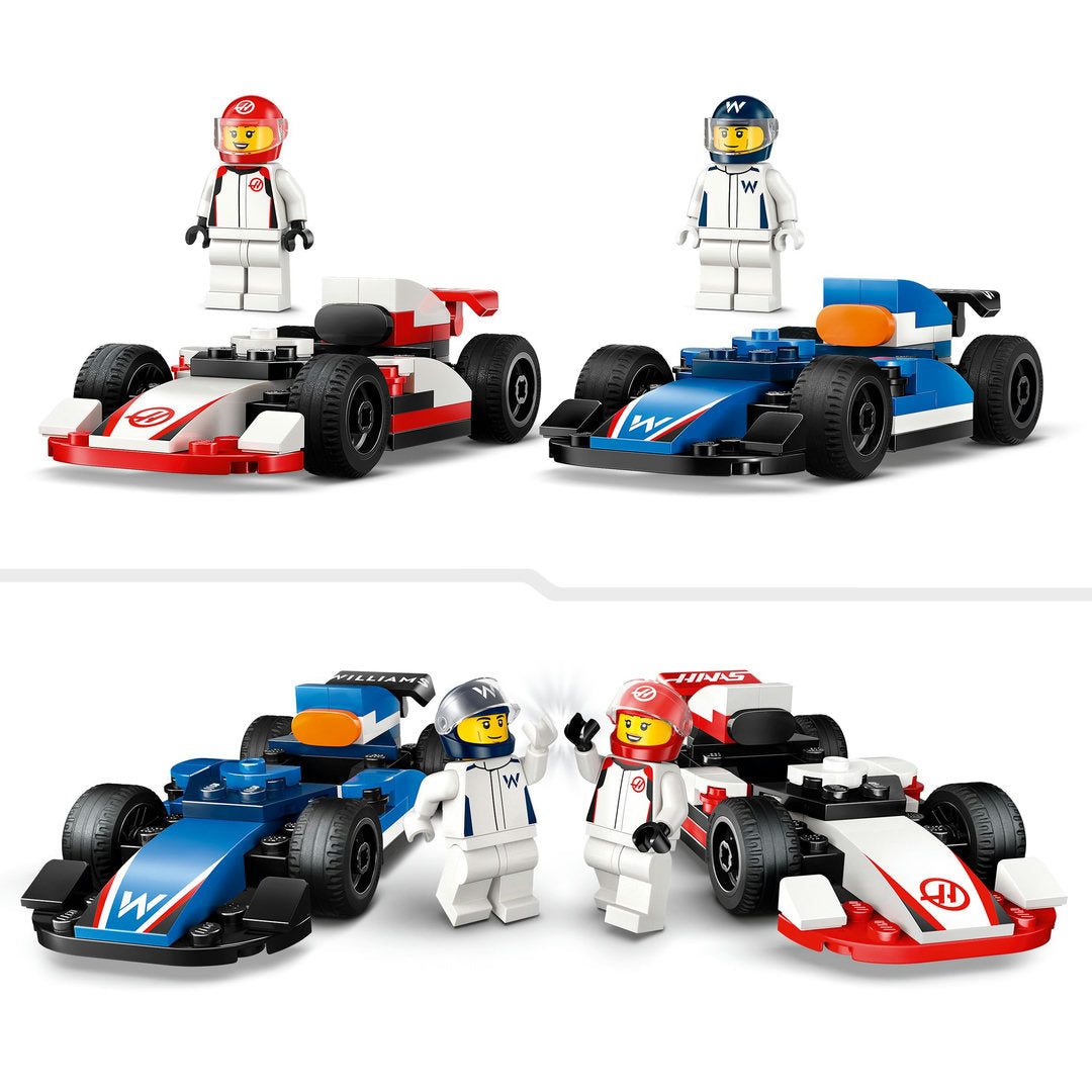 LEGO city f1 williams racing en haas f1 racewagens