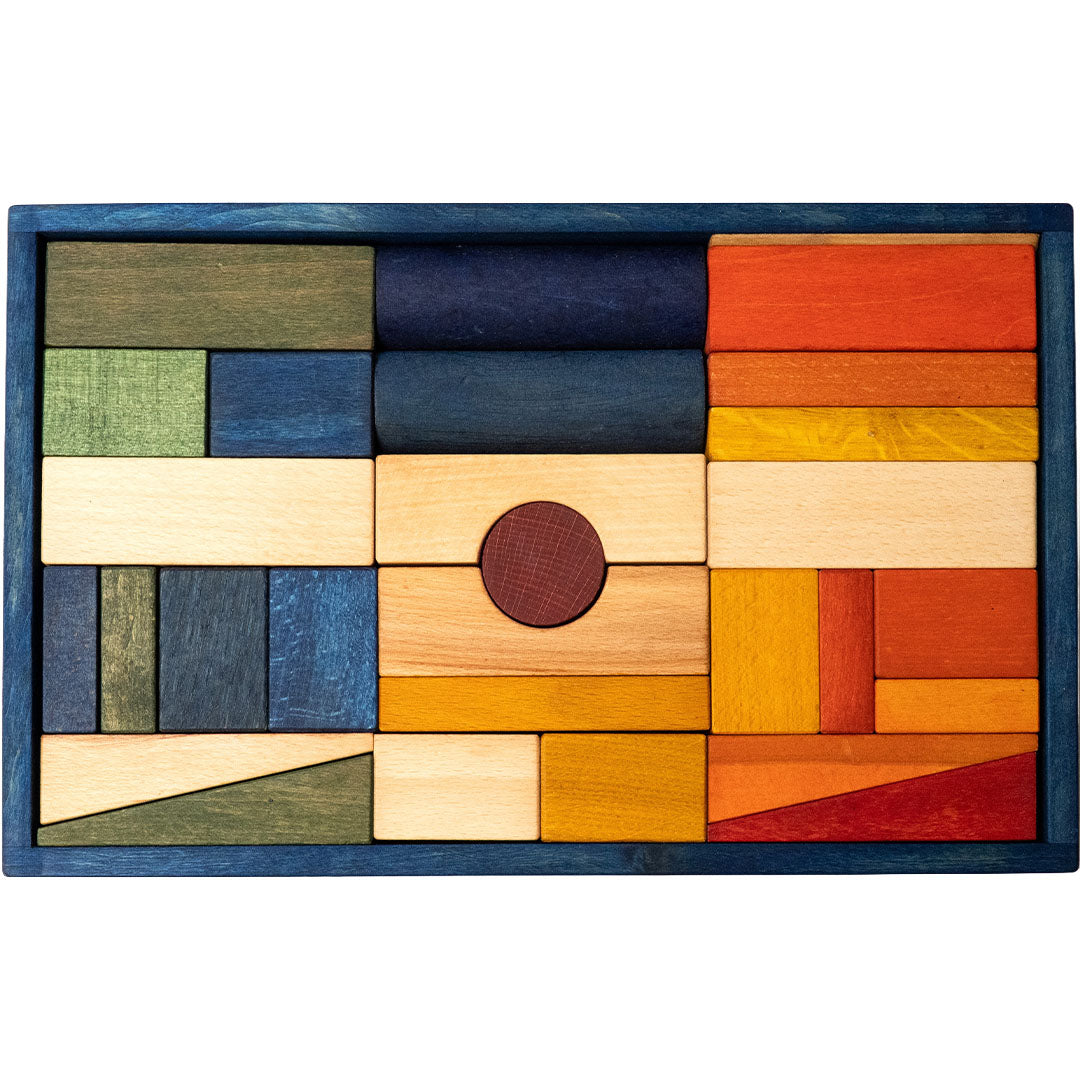 wooden story stapelblokken - blauw - 63st | WS406 | 