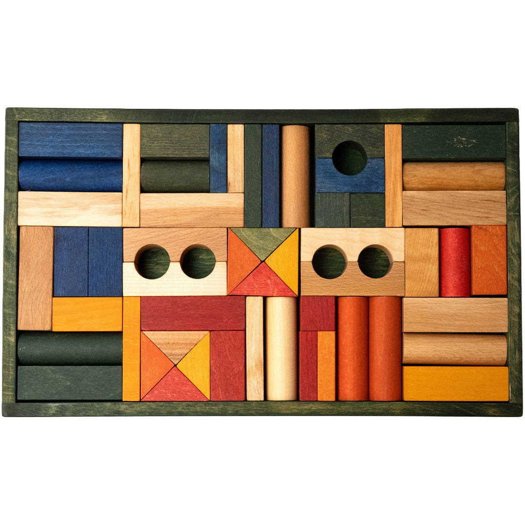 wooden story stapelblokken - groen - 54st | WS402 | 