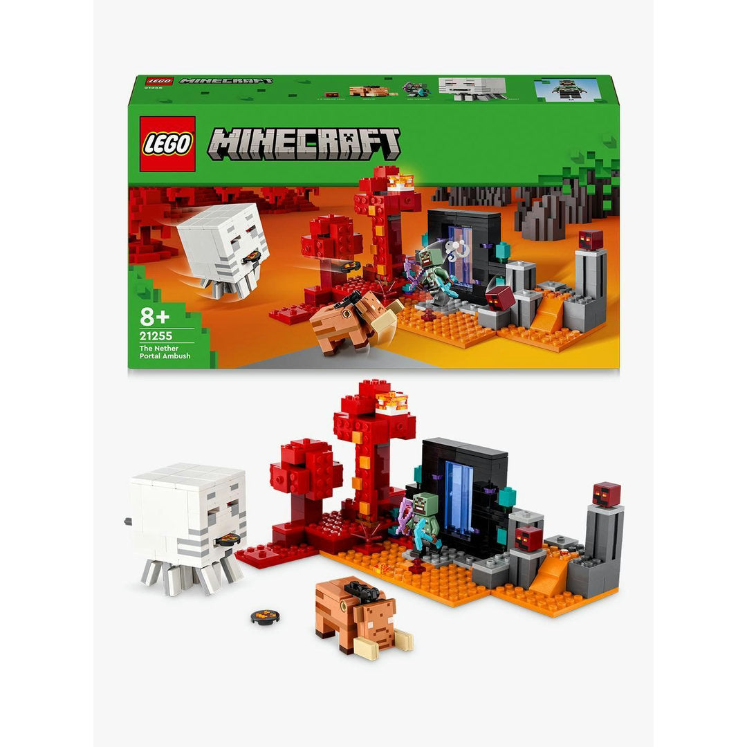 LEGO minecraft hinderlaag bij het nether-portaal