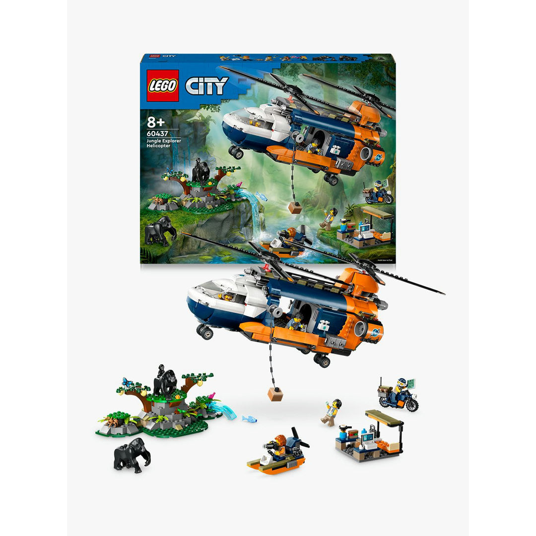 LEGO city jungleonderzoekers helikopter bij de basis set