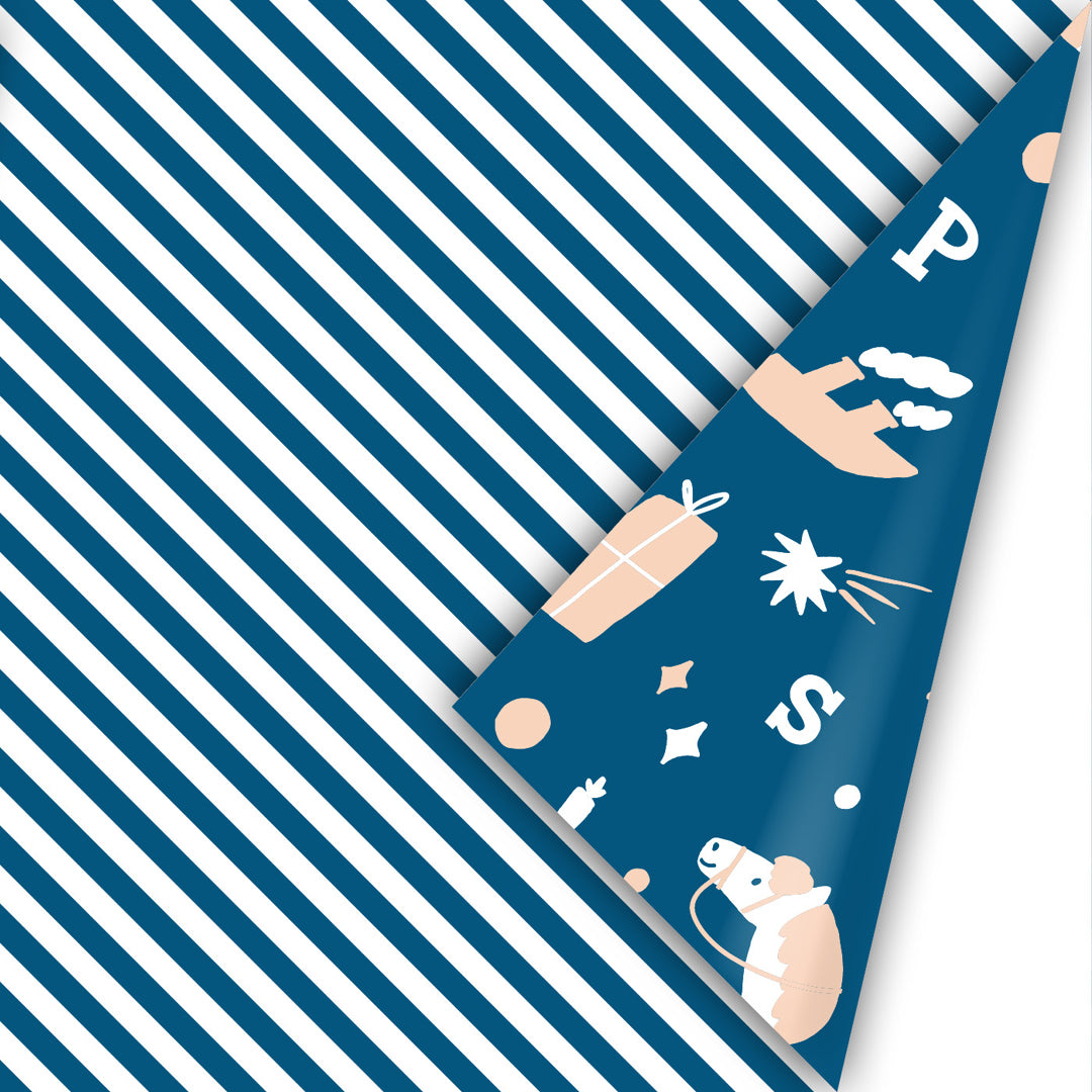 inpakpapier sinterklaas - blauw - oudroze - 3 m | IL25WP02 | 1