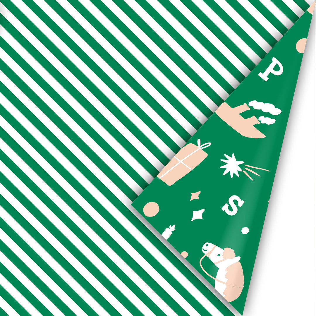 inpakpapier sinterklaas - groen - oudroze - 3 m | IL25WP03 | 1