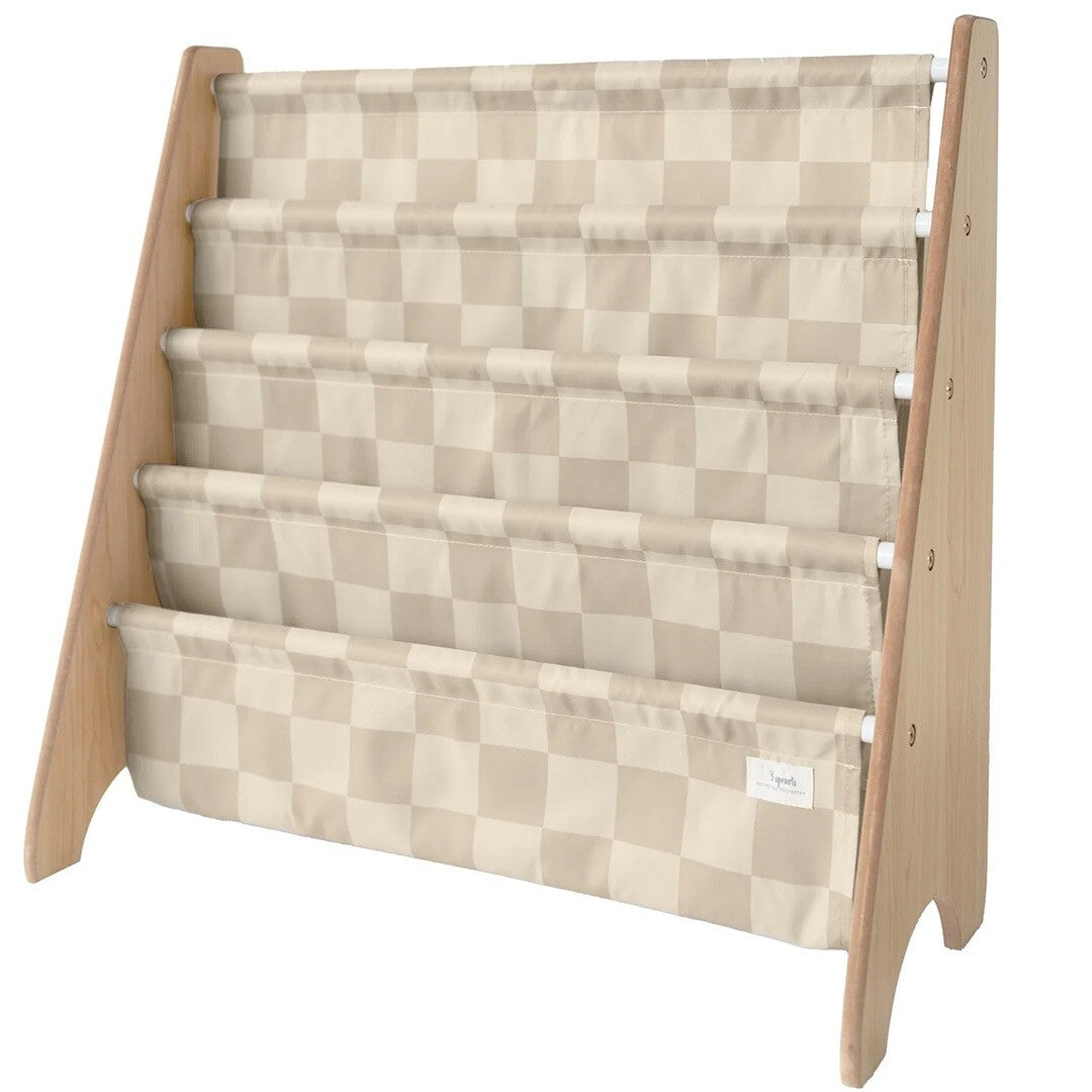 3 sprouts kinderboekenrek - beige checkerboard | 107-016-020 | 0