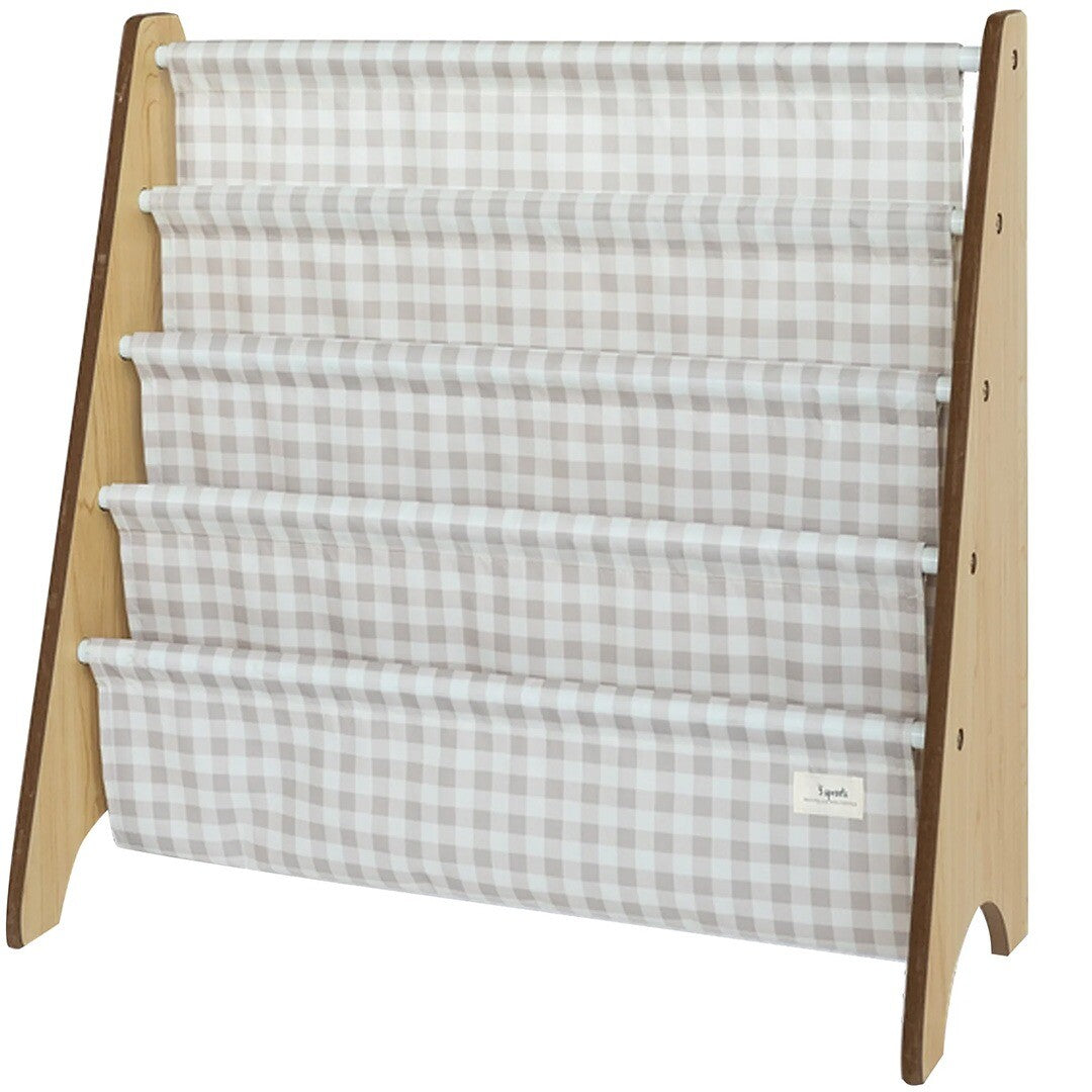 3 sprouts kinderboekenrek - beige gingham | 107-016-017  | 0