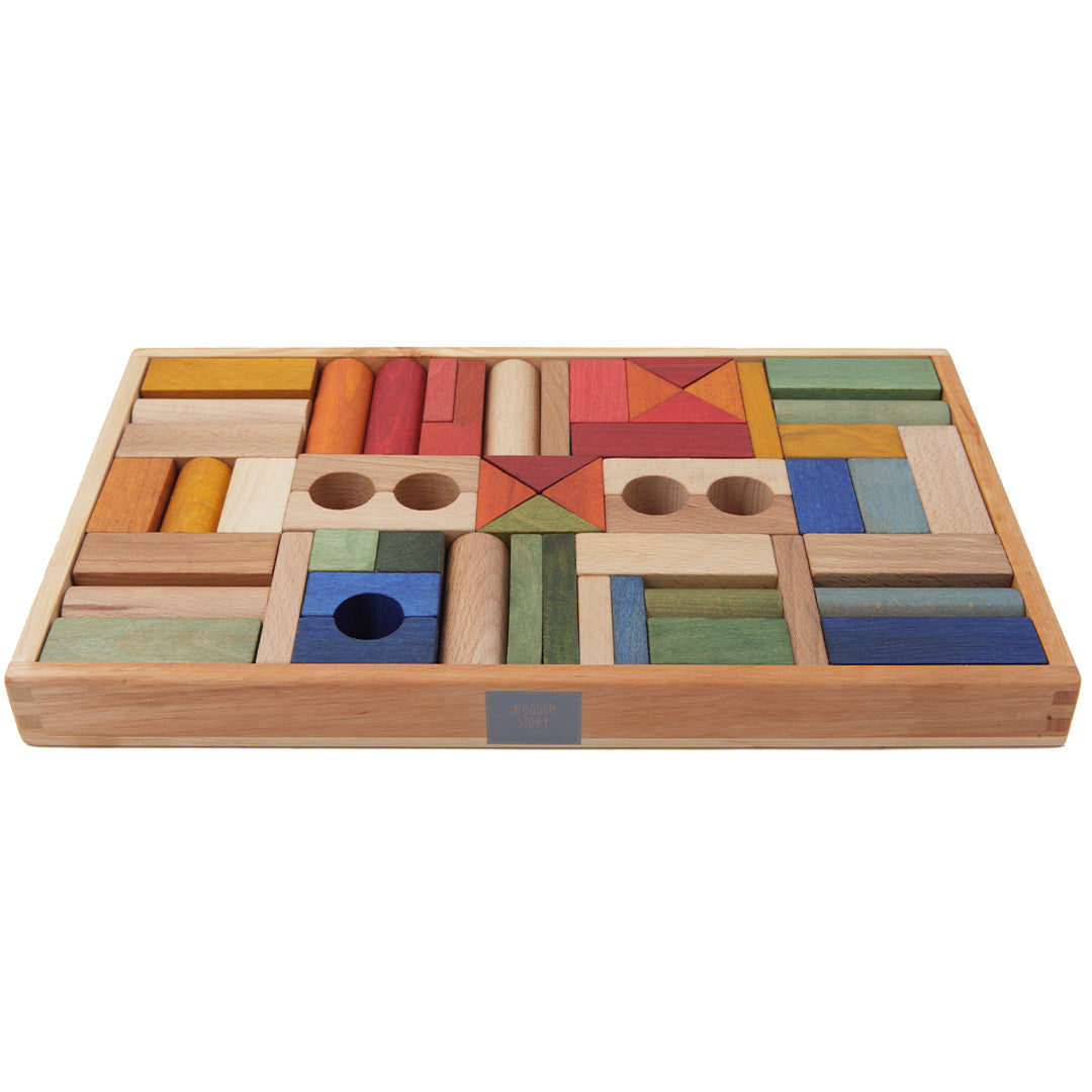 wooden story stapelblokken - regenboog - 30 st | WS02 | 1