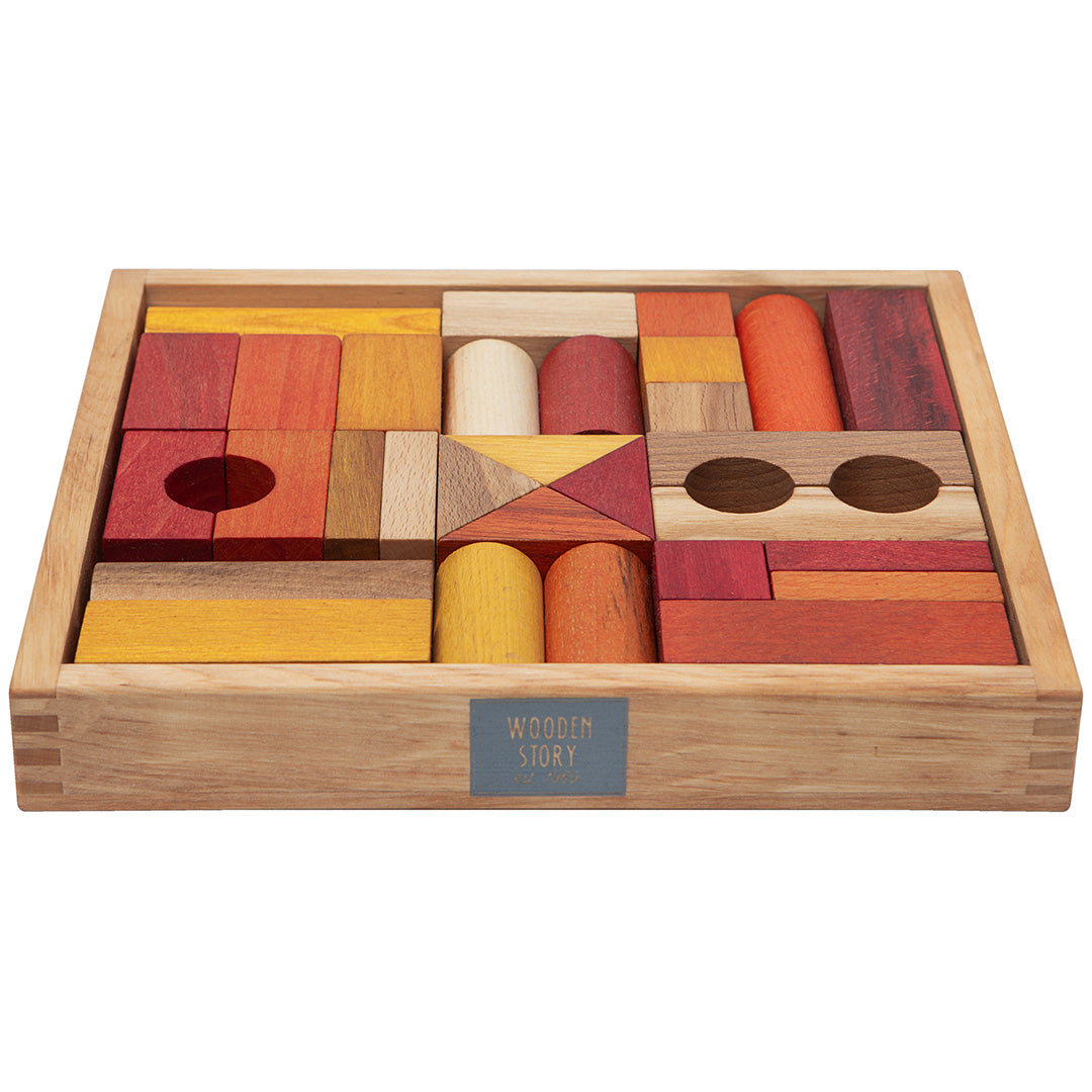 wooden story stapelblokken - warm - 30st | WS142 | 2