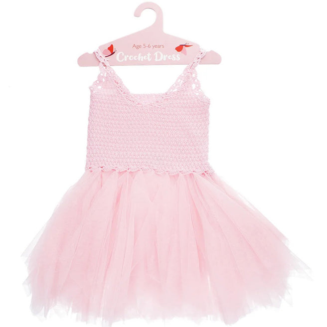30915 | rex london verkleedjurk gehaakt - lichtroze - 5-6 jaar | 1