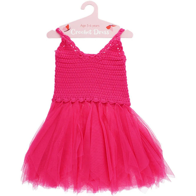 30916 | rex london verkleedjurk gehaakt - felroze - 5-6 jaar | 1