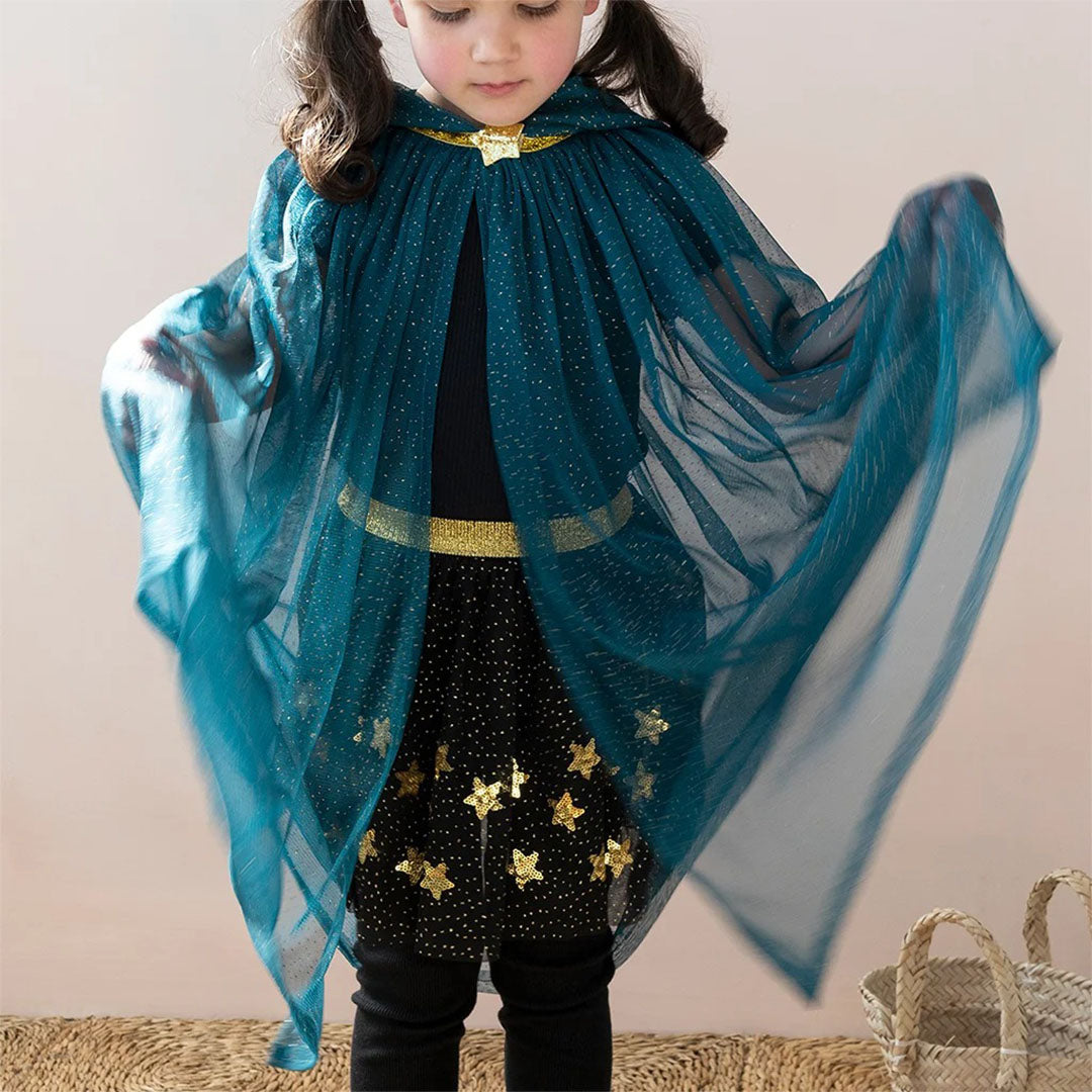31280 | rex london verkleedcape glitter - blue | 3