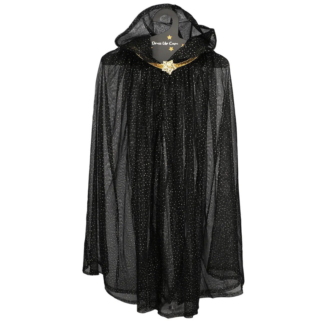 rex london verkleedcape glitter - zwart | ilovespeelgoed