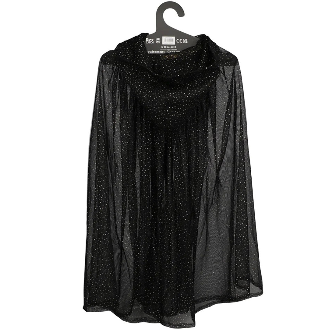 31281 | rex london verkleedcape glitter - black | 4