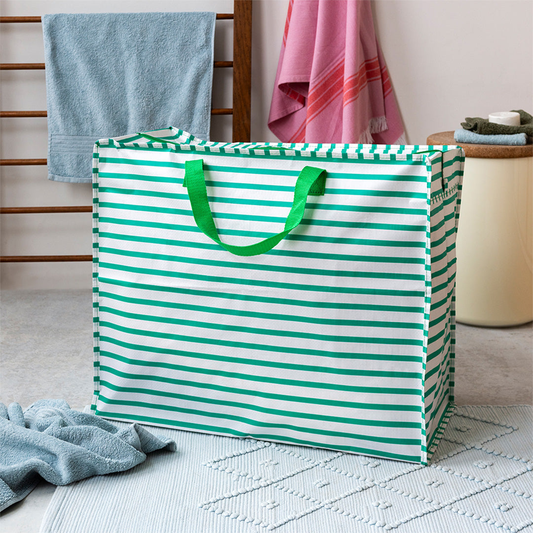 rex london jumbo opbergtas green stripes | REX31874 | 3
