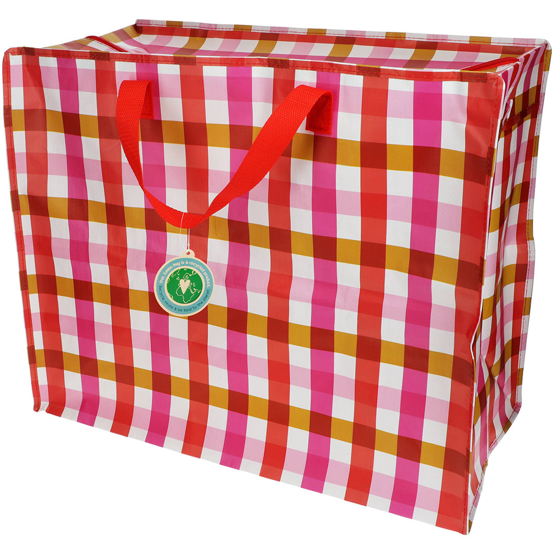 rex london jumbo opbergtas pink gingham | REX31877 | 1