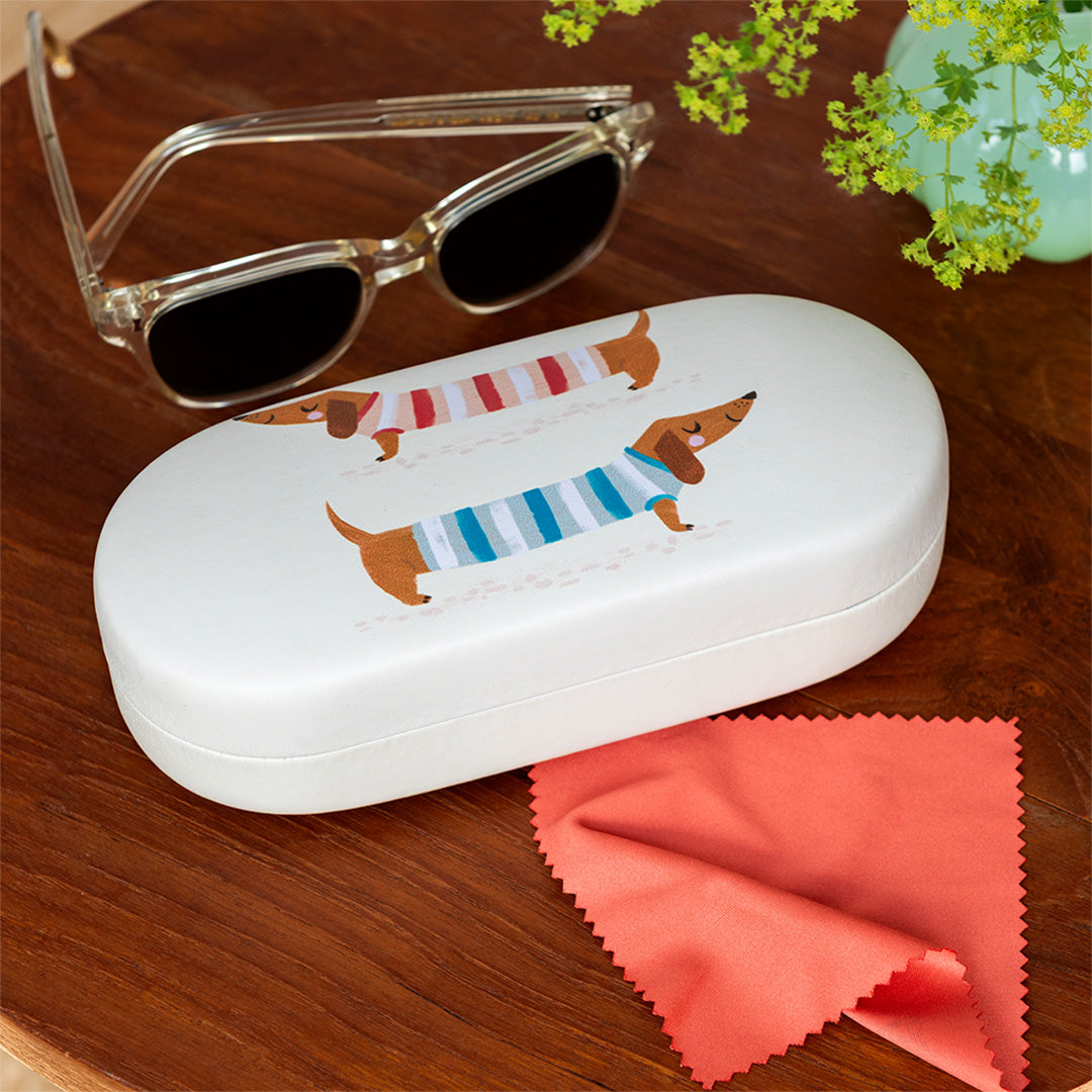 rex london brillenkoker met poetsdoekje sausage dog | REX31917 | 5