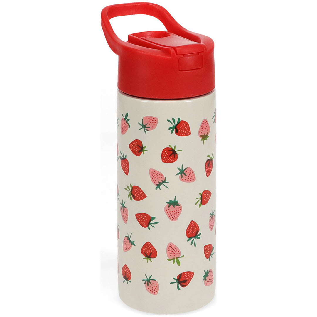 rex london rvs drinkfles met rietje little strawberry - 500 ml | REX31947 | 1