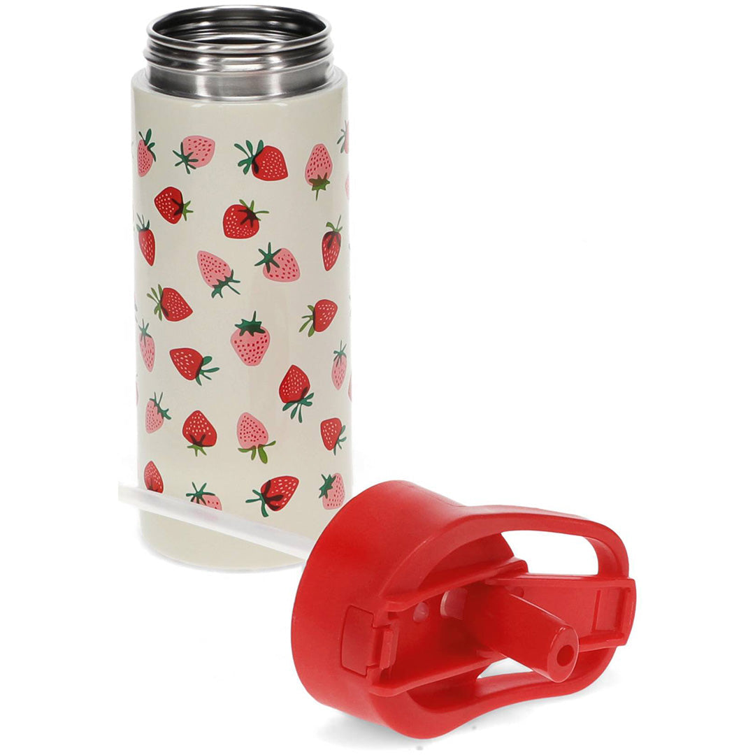 rex london rvs drinkfles met rietje little strawberry - 500 ml | REX31947 | 2