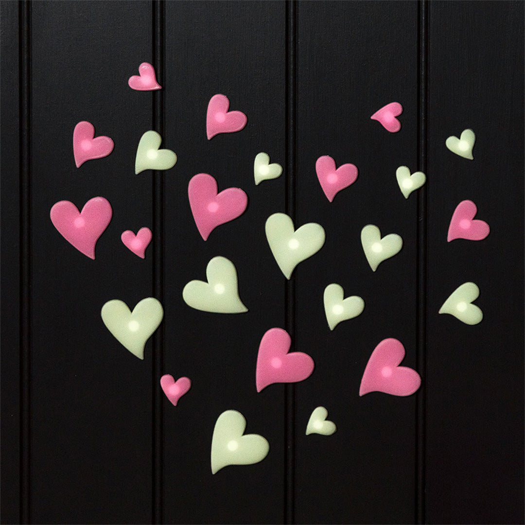 Glow in the dark stick-on shapes (box of 24) - Hearts | REX31999 | 5