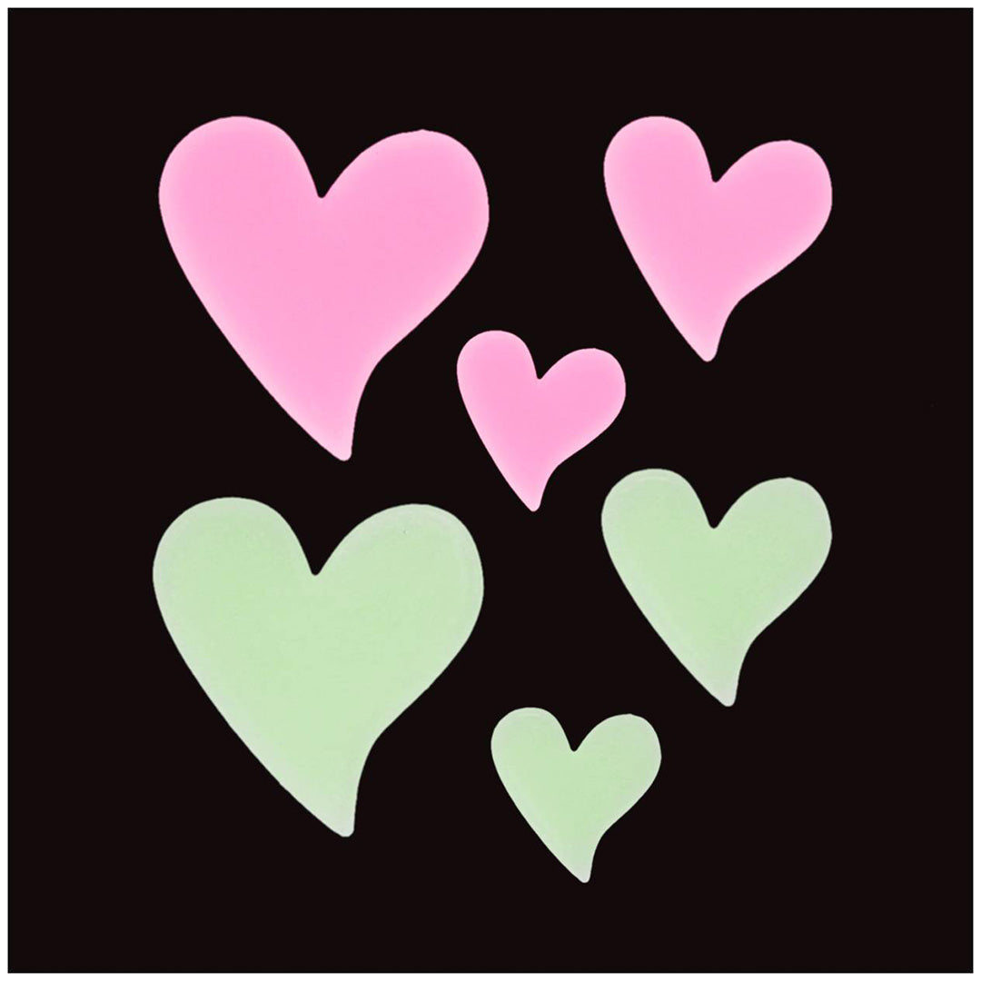 Glow in the dark stick-on shapes (box of 24) - Hearts | REX31999 | 2