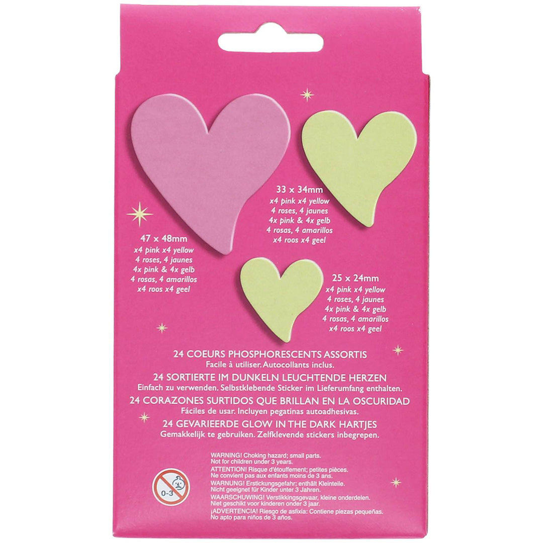 Glow in the dark stick-on shapes (box of 24) - Hearts | REX31999 | 3