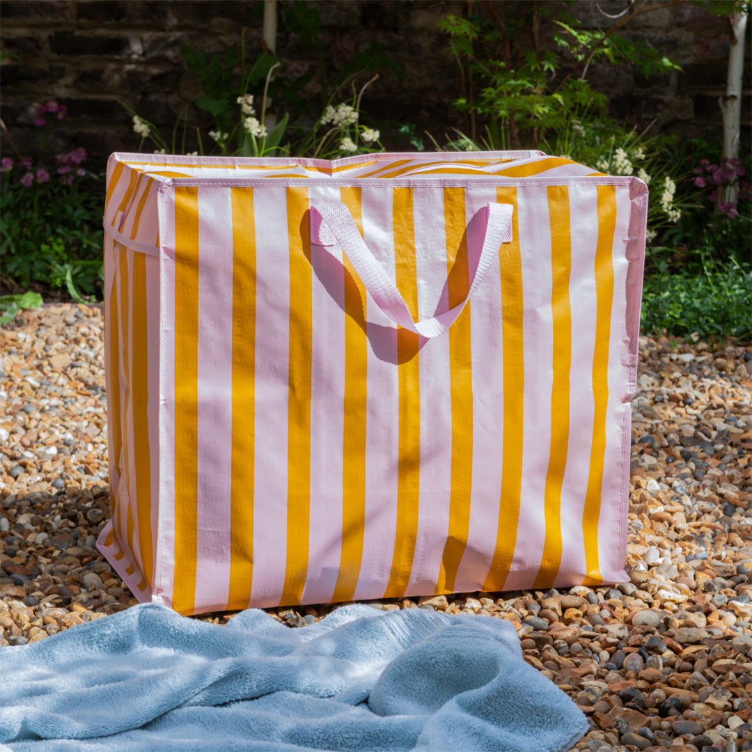 rex london jumbo opbergtas pink with orange stripe | REX32262 | 3