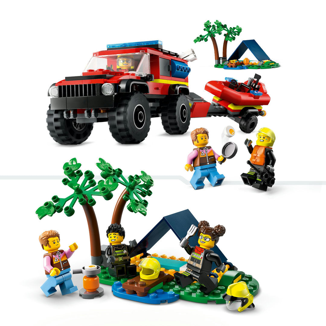 LEGO city 4x4 brandweerauto met reddingsboot