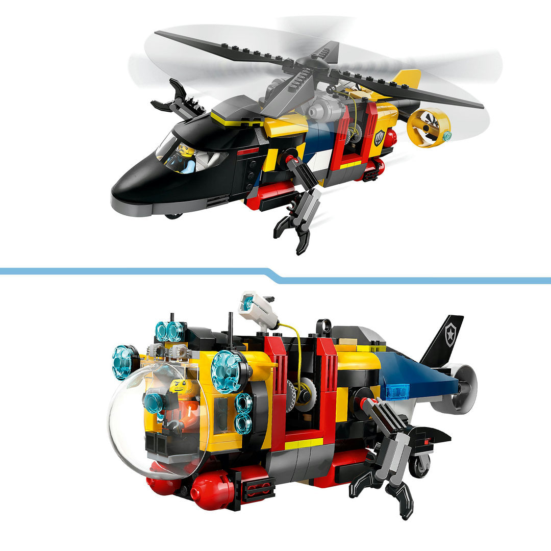 LEGO city helikopter brandweerauto en onderzeeër remix