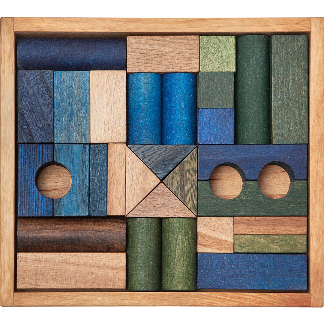 wooden story stapelblokken - koel - 30st | WS141 | 