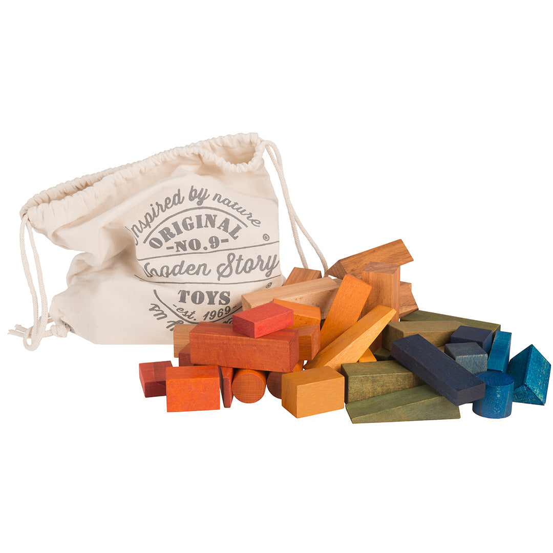 wooden story stapelblokken XL - regenboog - 50 st | WS10 | 1