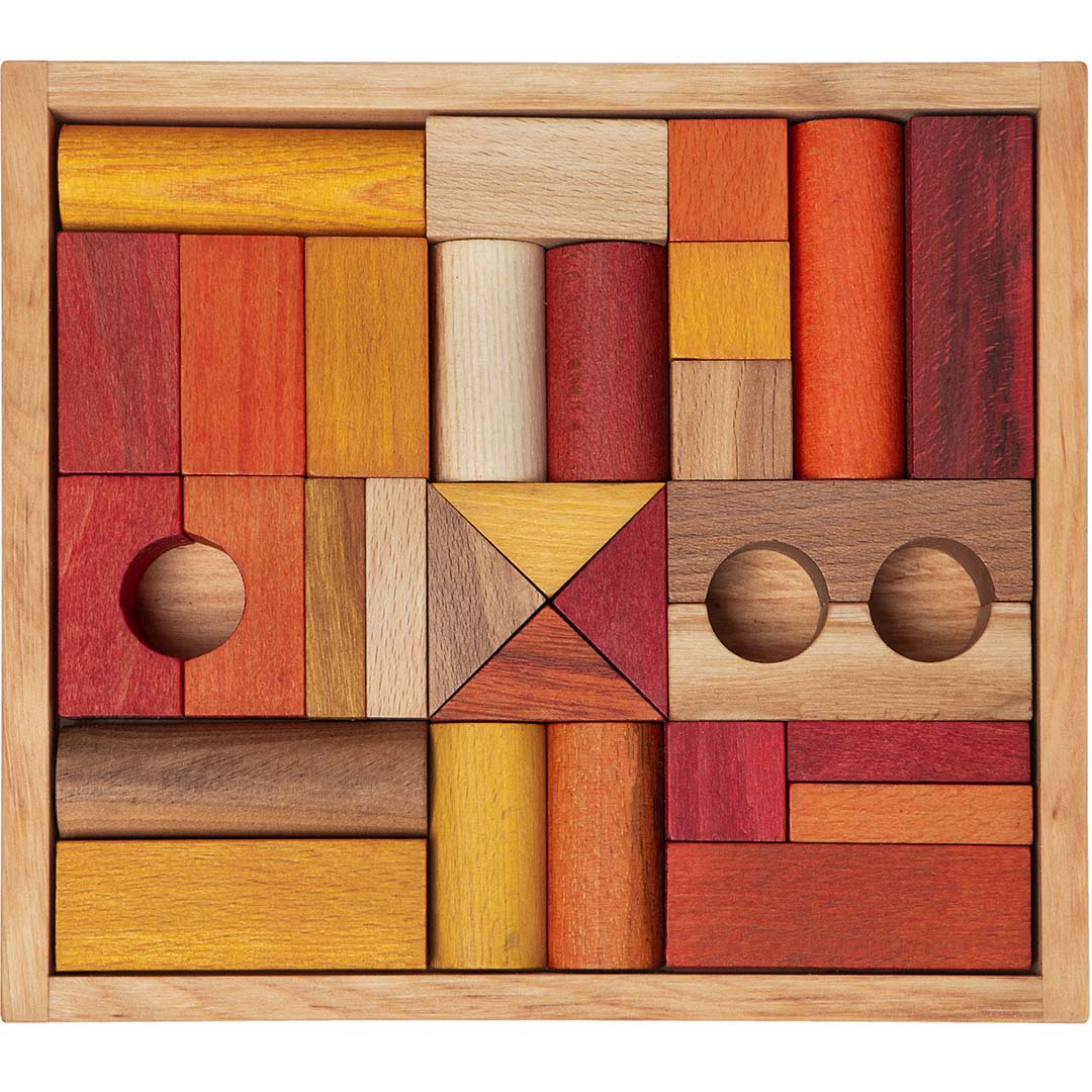 wooden story stapelblokken - warm - 30st | WS142 | 