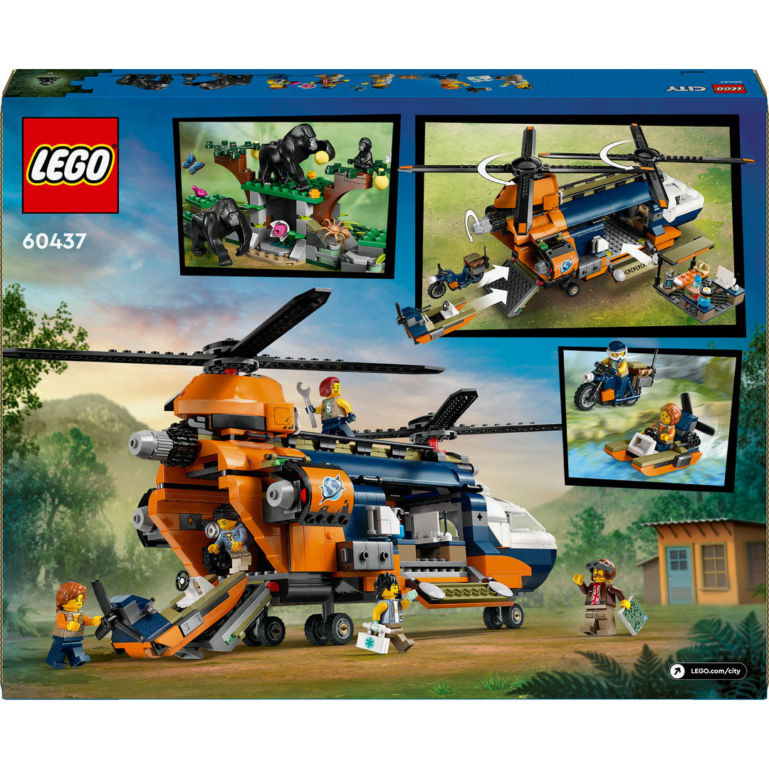 LEGO city jungleonderzoekers helikopter bij de basis set