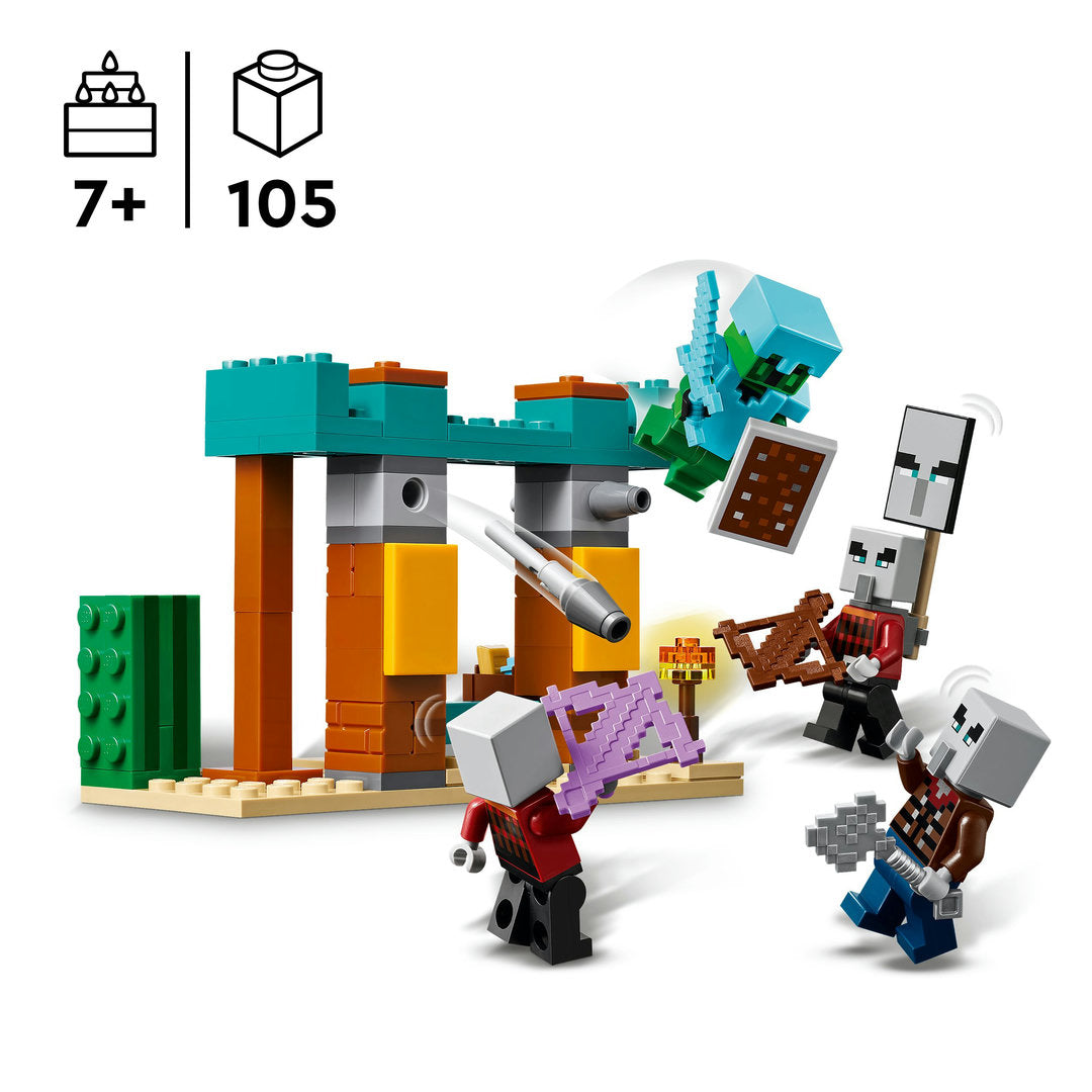 LEGO minecraft de illagers in de woestijn gamingset