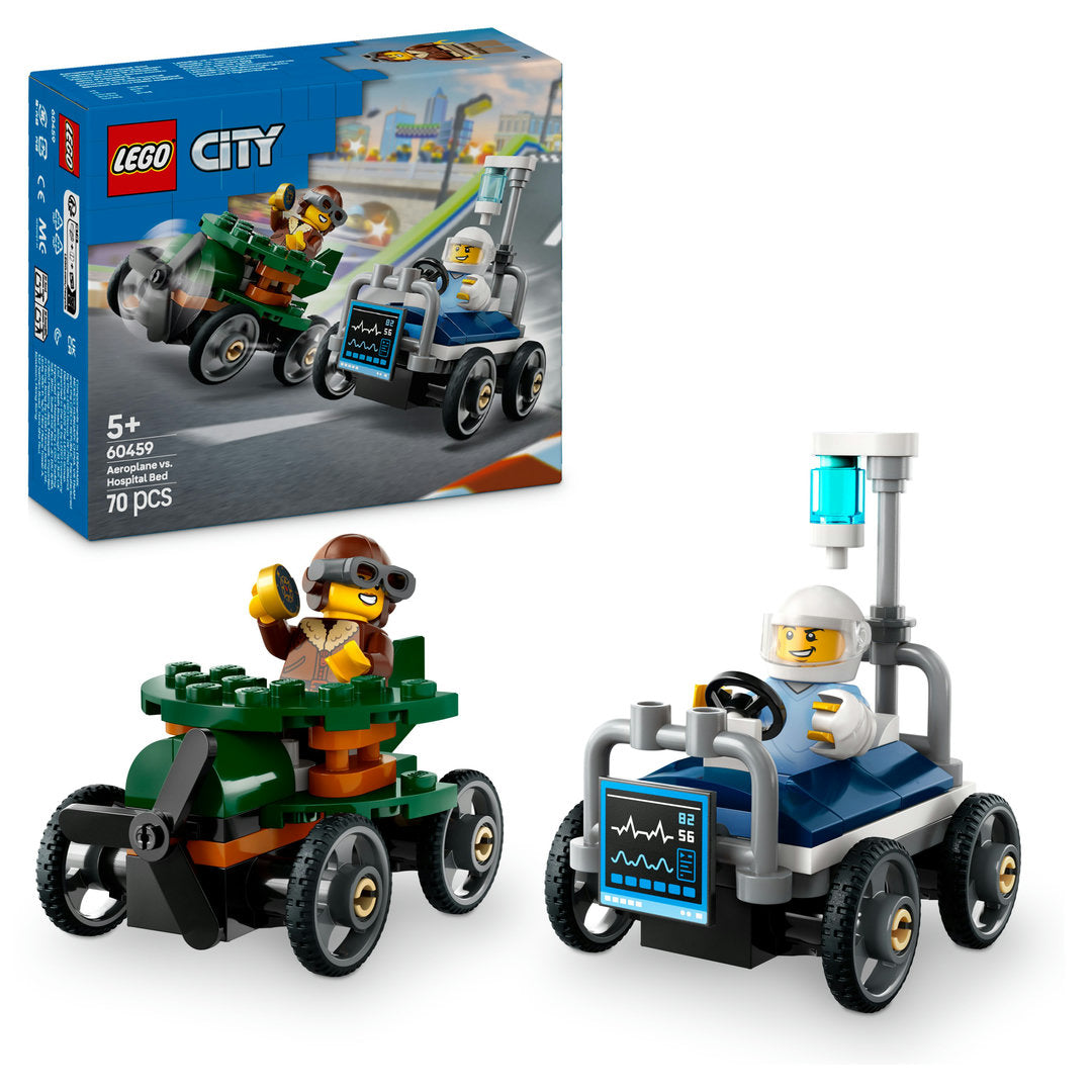 LEGO city raceautopakket vliegtuig vs. ziekenhuisbed