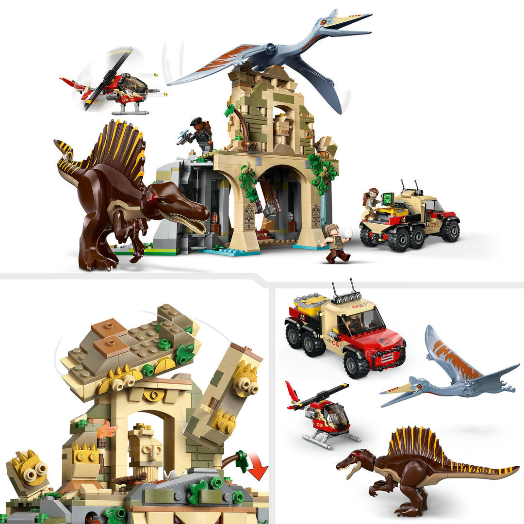 LEGO jurassic world spinosaurus en quetzalcoatlus luchtmissie