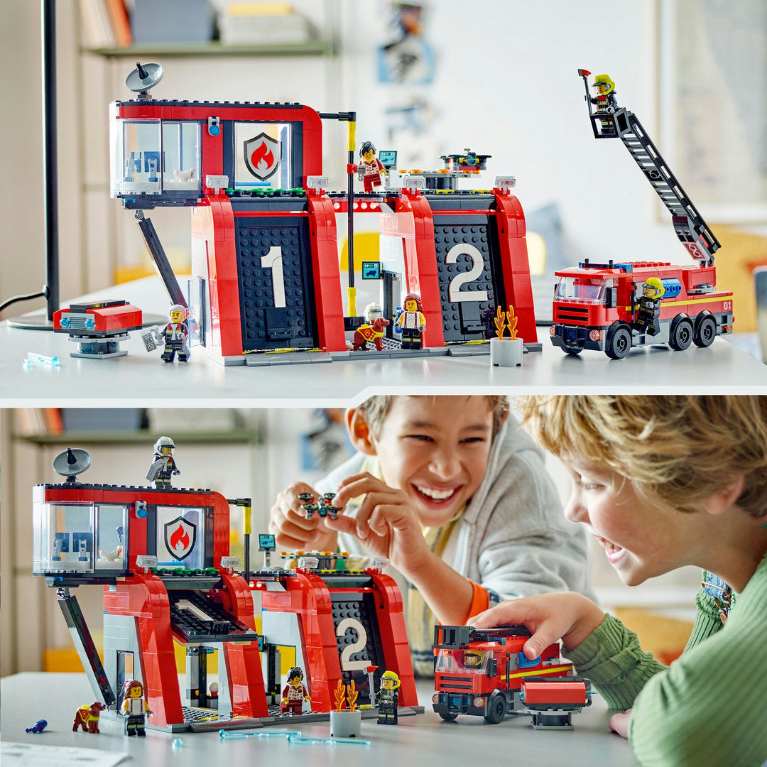 LEGO city brandweerkazerne en brandweerauto speelset