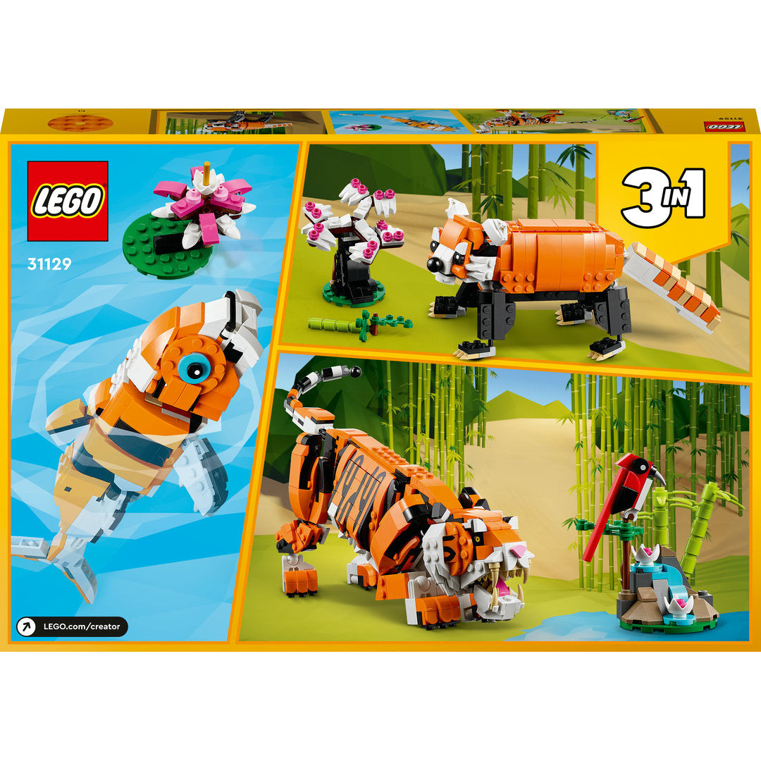 LEGO creator 3-in-1 grote tijger naar rode panda of vis
