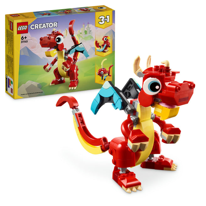 LEGO creator rode draak 3-in-1 dierenset