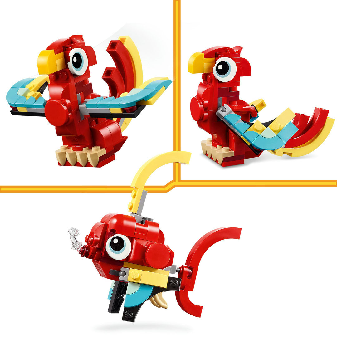 LEGO creator rode draak 3-in-1 dierenset