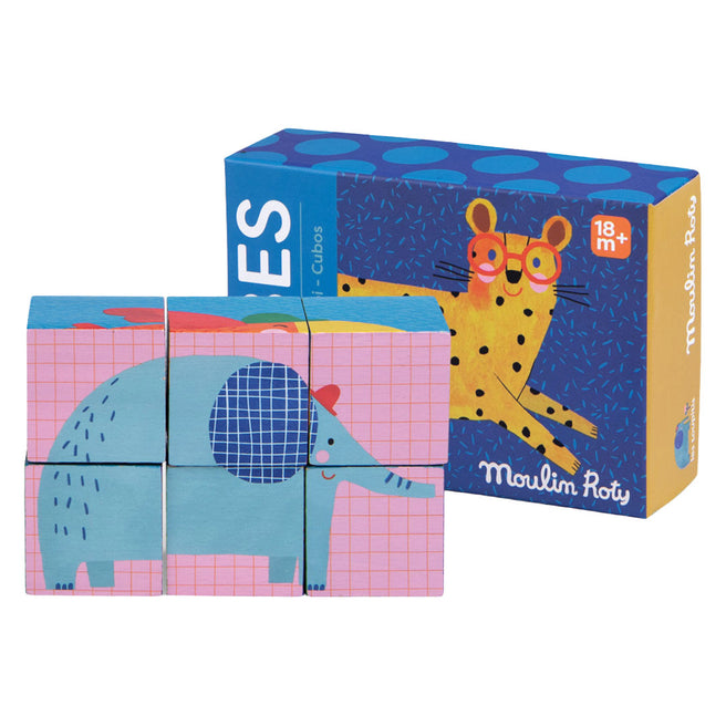 moulin roty blokkenpuzzel  les toupitis - dieren - 6st | 679105 | 1