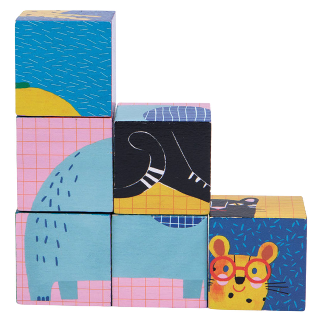 moulin roty blokkenpuzzel  les toupitis - dieren - 6st | 679105 | 2