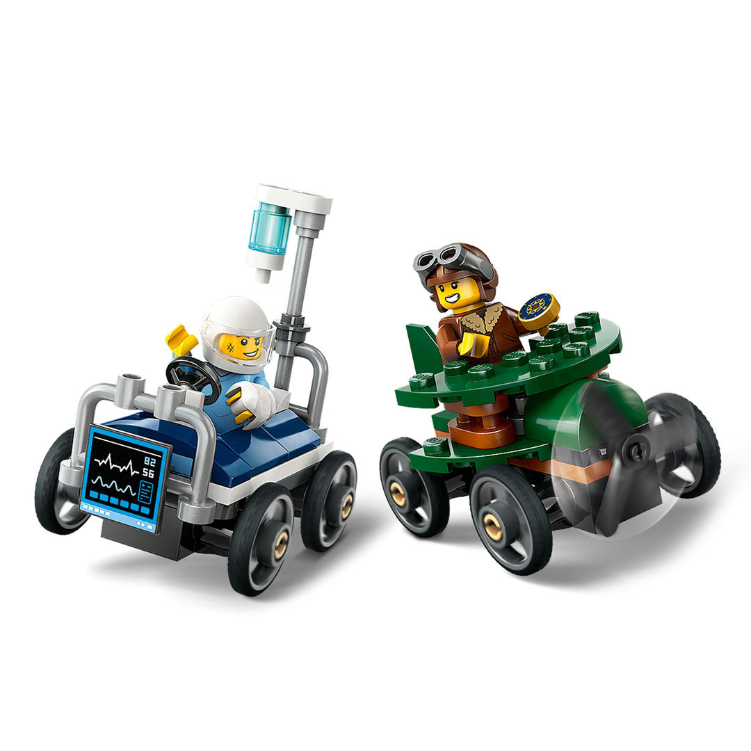 LEGO city raceautopakket vliegtuig vs. ziekenhuisbed