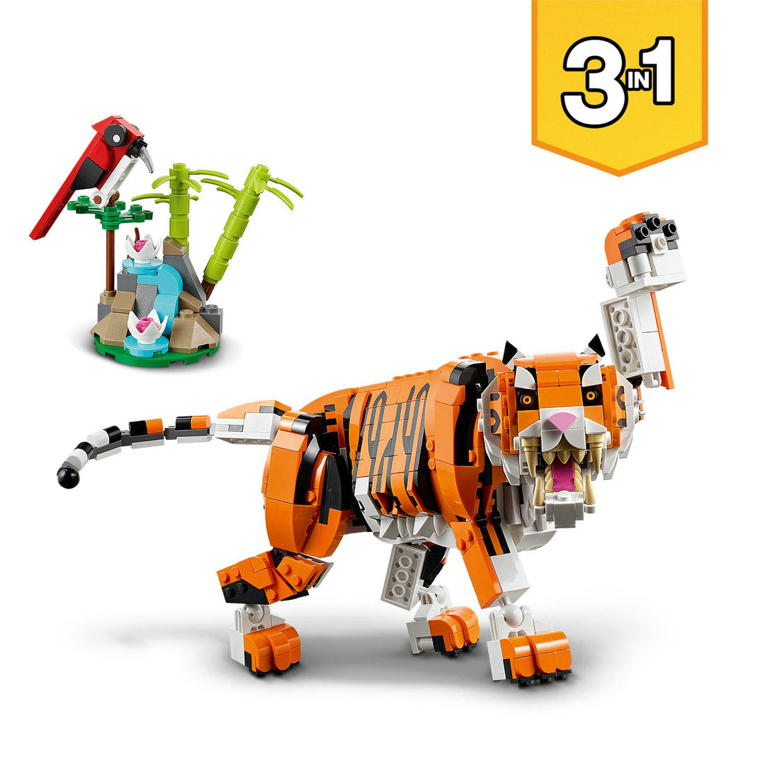 LEGO creator 3-in-1 grote tijger naar rode panda of vis