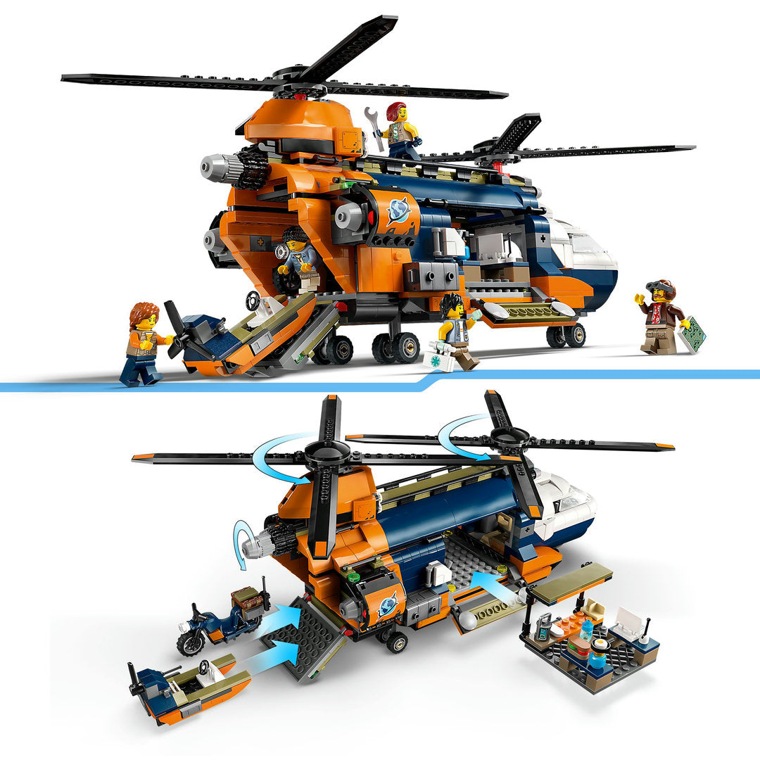 LEGO city jungleonderzoekers helikopter bij de basis set