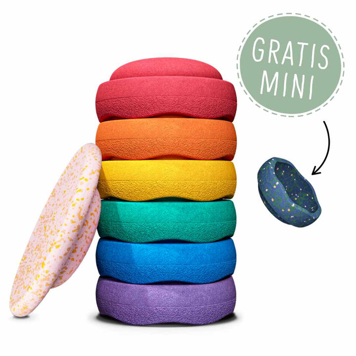 stapelstein rainbow met petal balance board - classic + gratis mini | 100420 | 1